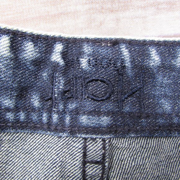 Hart Denim Mini Jean Shorts Size 28 Acid Wash High Rise Floral Lace Overlay Raw - Picture 3 of 7